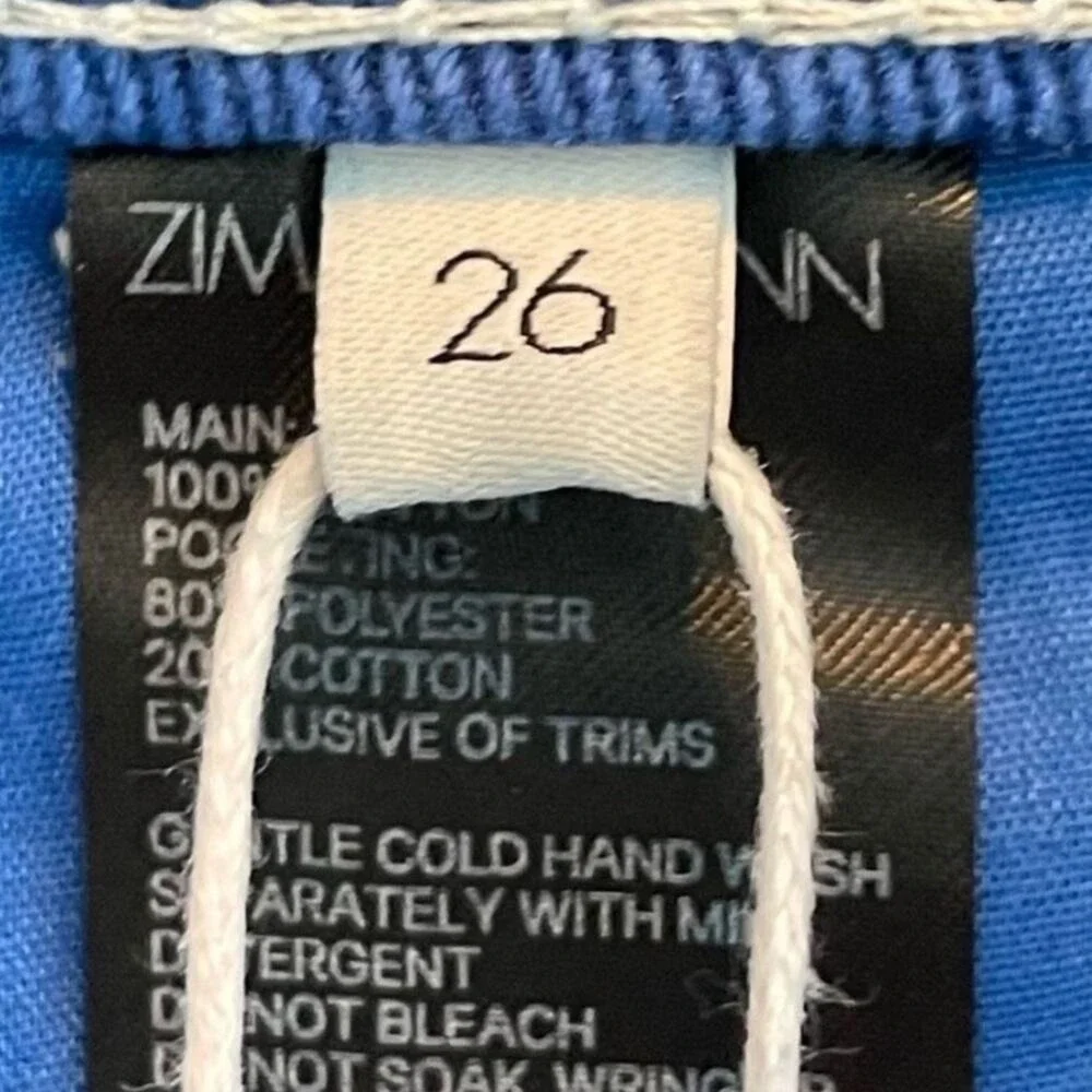 New! Zimmermann Jeans Sailor Pants Regatta Blue Denim Tide Cropped Flare 26